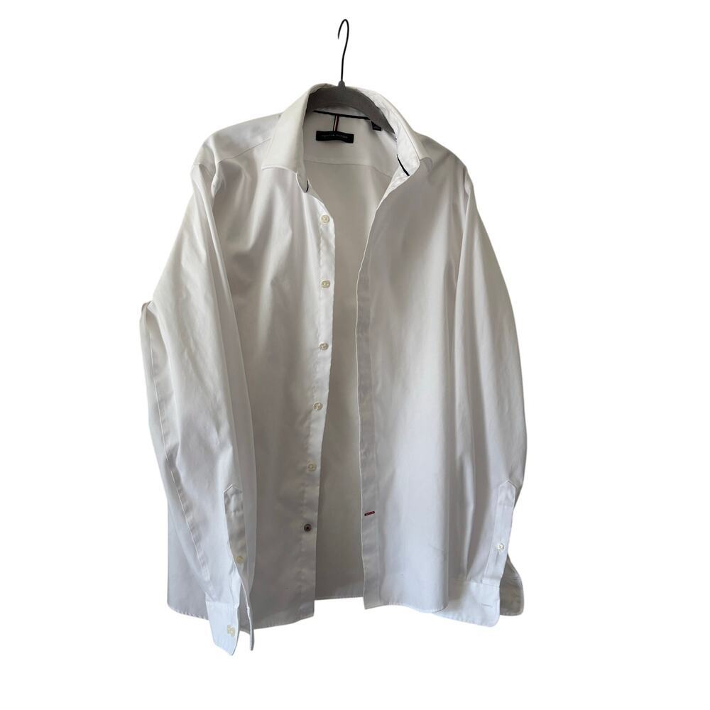 Tommy Hilfiger Men’s White Dress Shirt Button Front Long Sleeve Size 34/35 L - Picture 2 of 6